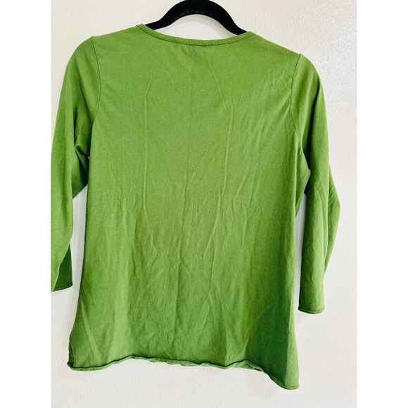 Eddie Bauer Casual Pima Cotton Embroidered Neckline 3/4 Sleeve Top, Size S - Picture 2 of 4